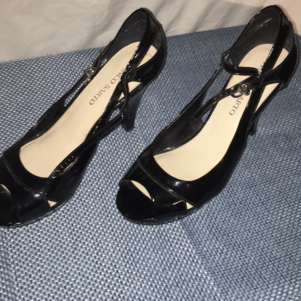Black open heels